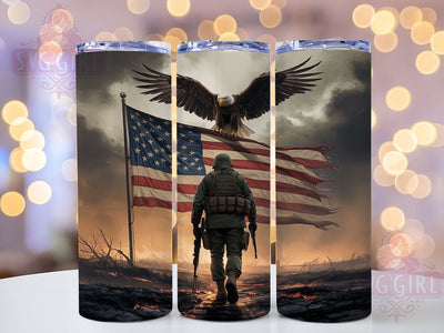 Patriotic Eagle Veteran Tumbler Wrap, Military Pride Art, Veteran Gift Cup, Patriotic Bird Pattern, USA Spirit Tumbler, Armed Forces Gift, Freedom Eagle Wrap Sublimation SvggirlplusArt 