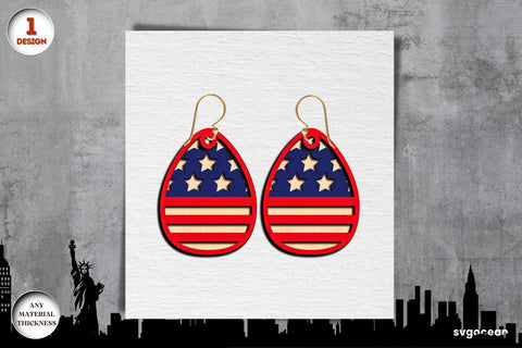 Patriotic Earrings Laser Cut Bundle SVG SvgOcean 