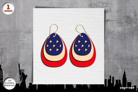 Patriotic Earrings Laser Cut Bundle SVG SvgOcean 