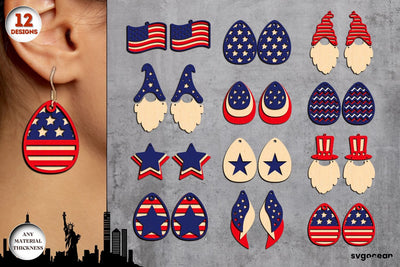 Patriotic Earrings Laser Cut Bundle SVG SvgOcean 
