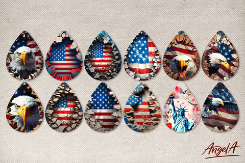 Patriotic earrings teardrop sublimation / eagle, use flag Sublimation Angelina Semenova 