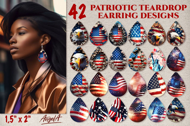 Patriotic earrings teardrop sublimation / eagle, use flag Sublimation Angelina Semenova 