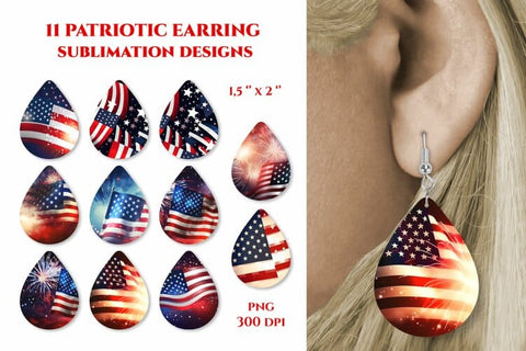 Patriotic earrings teardrop sublimation / eagle, use flag Sublimation Angelina Semenova 