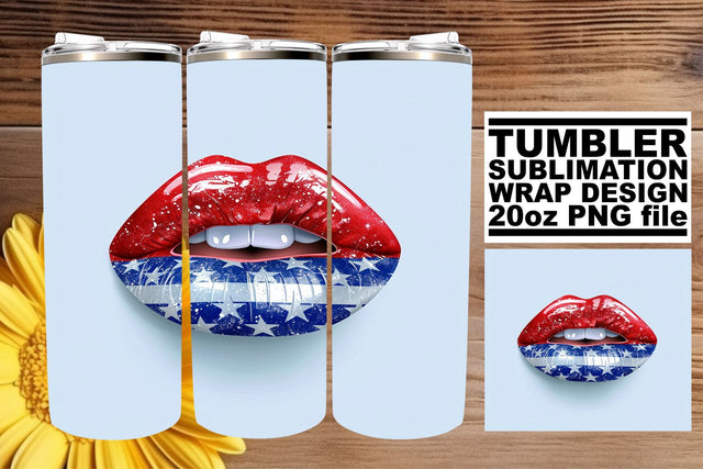 Patriotic Elegance: Patriotic Lip 20oz Tumbler Design Sublimation afrosvg 
