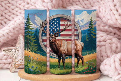 Patriotic Elk 20oz Tumbler Wrap Sublimation DesignSVG 