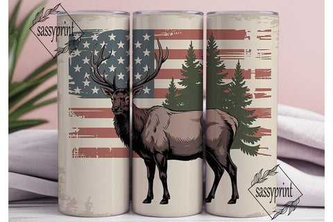Patriotic Elk 20oz Tumbler Wrap Sublimation sassyprint 
