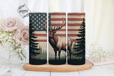 Patriotic Elk 20oz Tumbler Wrap Sublimation sassyprint 