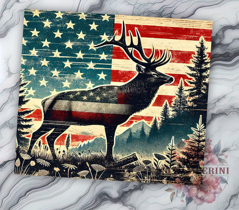 Patriotic Elk Hunting 20oz Tumbler, American Flag Design, 20oz Sublimation, Outdoor Enthusiast Gift, Hunting Drinkware, Patriotic Tumbler, Unique Hunting Gift Sublimation Li Zamperini 