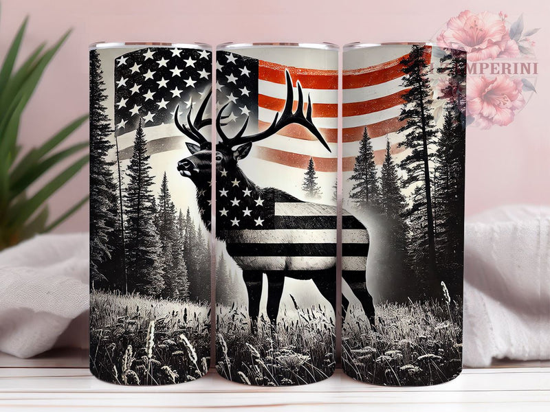 Patriotic Elk Hunting 20oz Tumbler, American Flag Design, 20oz Sublimation, Outdoor Enthusiast Gift, Hunting Drinkware, Patriotic Tumbler, Unique Hunting Gift Sublimation Li Zamperini 