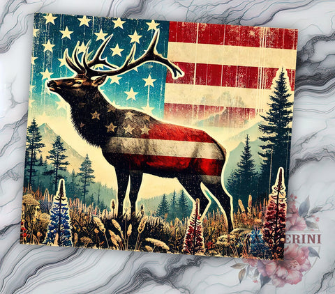 Patriotic Elk Hunting 20oz Tumbler, American Flag Design, 20oz Sublimation, Outdoor Enthusiast Gift, Hunting Drinkware, Patriotic Tumbler, Unique Hunting Gift Sublimation Li Zamperini 