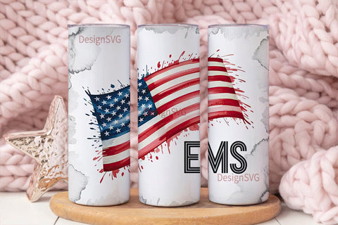 Patriotic EMS Tumbler Wrap 20oz Sublimation DesignSVG 
