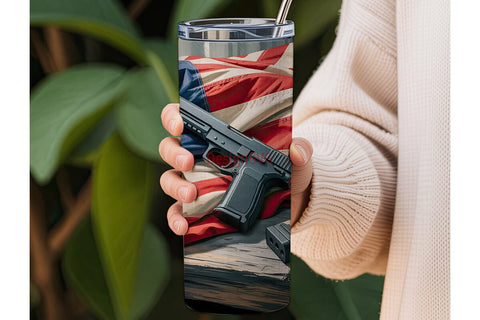 Patriotic Firearm 20oz Tumbler Wrap Sublimation DesignSVG 