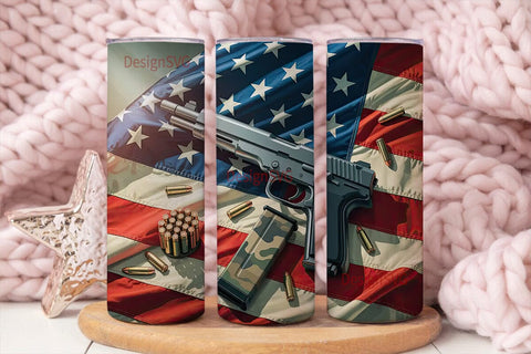 Patriotic Firearm 20oz Tumbler Wrap Sublimation DesignSVG 
