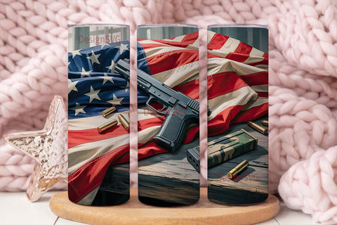 Patriotic Firearm 20oz Tumbler Wrap Sublimation DesignSVG 