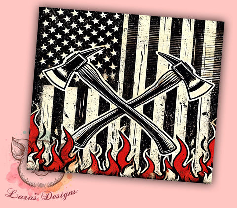 Patriotic Firefighter Gift Tumbler, American Flag Tumbler, Firefighter Gift, 20oz Tumbler Sublimation, Firefighter Wrap, Patriotic Tumbler, First Responder Tumbler Sublimation Lara' s Designs 