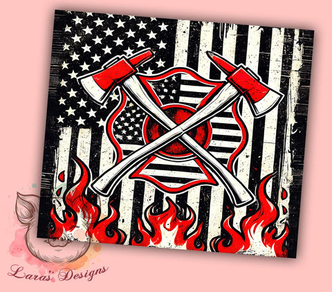 Patriotic Firefighter Gift Tumbler, American Flag Tumbler, Firefighter Gift, 20oz Tumbler Sublimation, Firefighter Wrap, Patriotic Tumbler, First Responder Tumbler Sublimation Lara' s Designs 