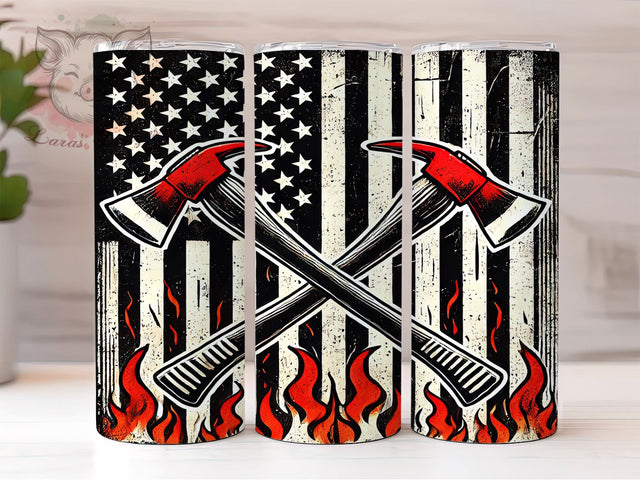 Patriotic Firefighter Gift Tumbler, American Flag Tumbler, Firefighter Gift, 20oz Tumbler Sublimation, Firefighter Wrap, Patriotic Tumbler, First Responder Tumbler Sublimation Lara' s Designs 