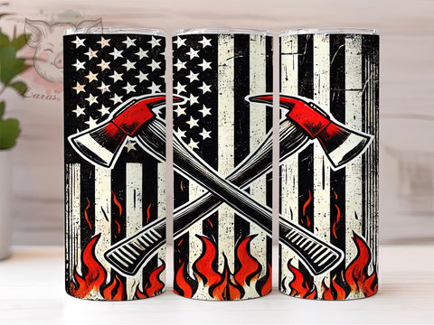 Patriotic Firefighter Gift Tumbler, American Flag Tumbler, Firefighter Gift, 20oz Tumbler Sublimation, Firefighter Wrap, Patriotic Tumbler, First Responder Tumbler Sublimation Lara' s Designs 