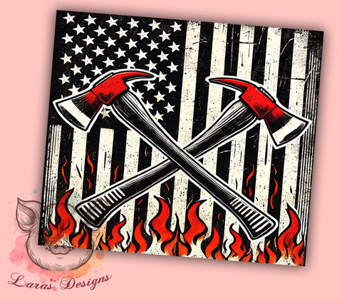 Patriotic Firefighter Gift Tumbler, American Flag Tumbler, Firefighter Gift, 20oz Tumbler Sublimation, Firefighter Wrap, Patriotic Tumbler, First Responder Tumbler Sublimation Lara' s Designs 