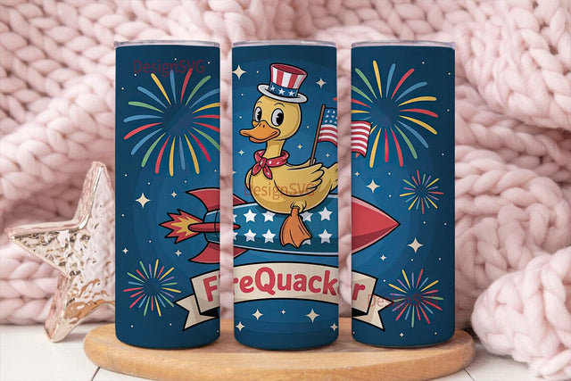 Patriotic Firequacker Duck 20oz Tumbler Sublimation DesignSVG 