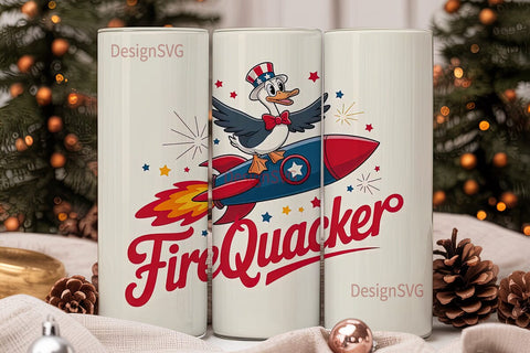 Patriotic FireQuacker Duck 20oz Tumbler Sublimation DesignSVG 