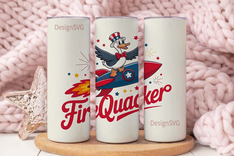 Patriotic FireQuacker Duck 20oz Tumbler Sublimation DesignSVG 