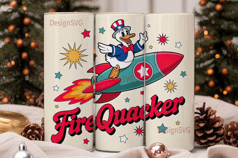 Patriotic FireQuacker Duck 20oz Tumbler Sublimation DesignSVG 
