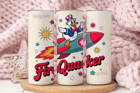 Patriotic FireQuacker Duck 20oz Tumbler Sublimation DesignSVG 