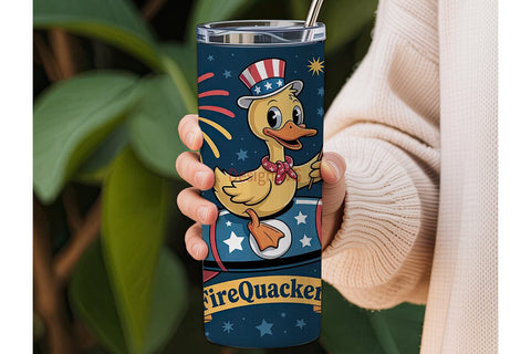 Patriotic Firequacker Duck 20oz Tumbler Sublimation DesignSVG 