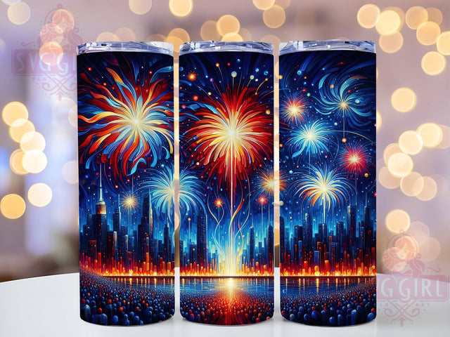 Patriotic Fireworks 4th of July Tumbler, 4Th Of July Design, USA Tumbler Sublimation, 20Oz Tumbler Wrap, Red White Blue Art, Independence Day Printable, Fireworks Theme Design Sublimation SvggirlplusArt 