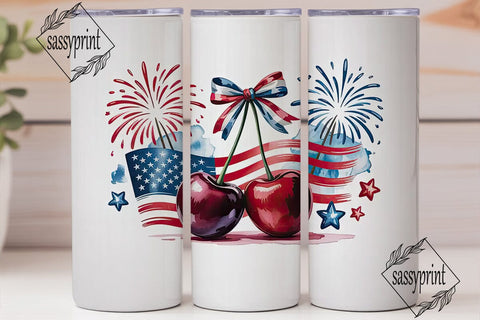 Patriotic Fireworks & Cherries 20oz Sublimation sassyprint 