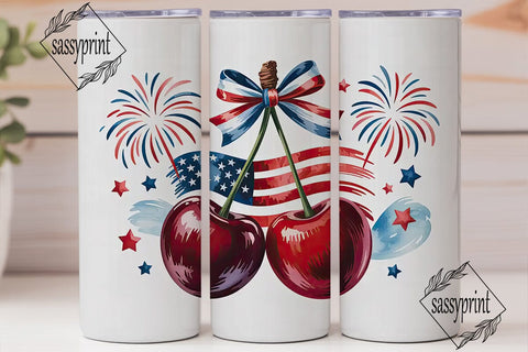 Patriotic Fireworks & Cherries 20oz Sublimation sassyprint 