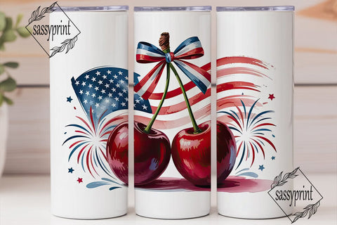 Patriotic Fireworks & Cherries 20oz Sublimation sassyprint 