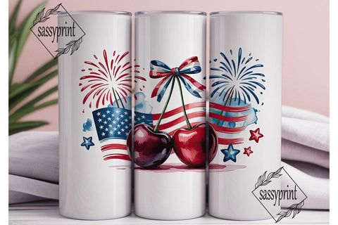 Patriotic Fireworks & Cherries 20oz Sublimation sassyprint 