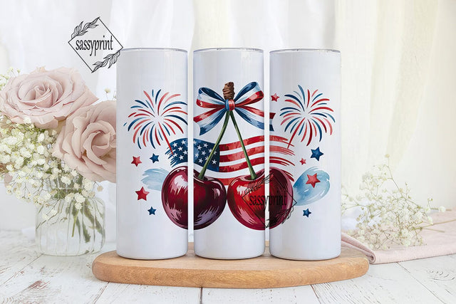 Patriotic Fireworks & Cherries 20oz Sublimation sassyprint 
