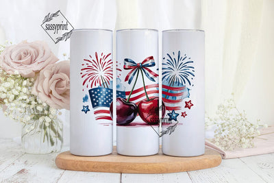 Patriotic Fireworks & Cherries 20oz Sublimation sassyprint 