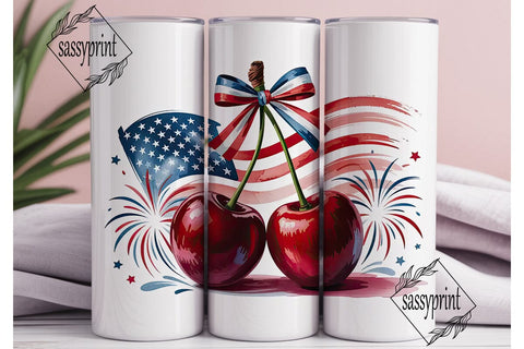 Patriotic Fireworks & Cherries 20oz Sublimation sassyprint 