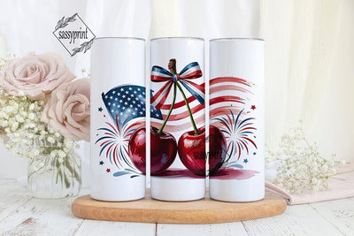 Patriotic Fireworks & Cherries 20oz Sublimation sassyprint 