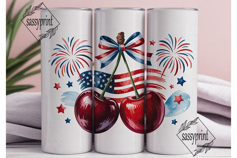Patriotic Fireworks & Cherries 20oz Sublimation sassyprint 