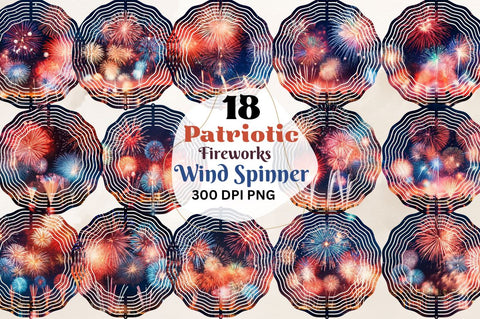 Patriotic Fireworks Wind Spinner Bundle Sublimation Regulrcrative 