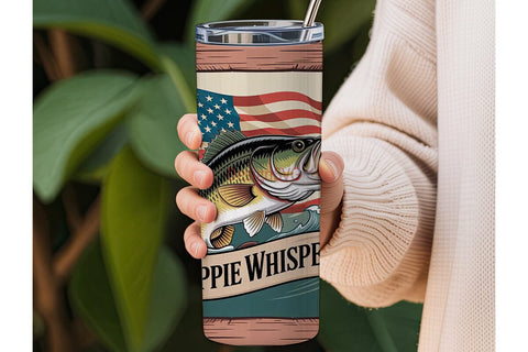 Patriotic Fishing 20oz Tumbler Wrap Sublimation DesignSVG 