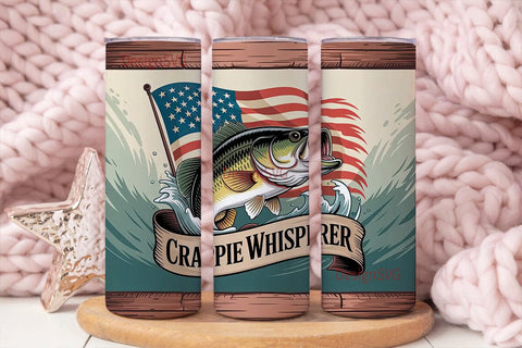 Patriotic Fishing 20oz Tumbler Wrap Sublimation DesignSVG 