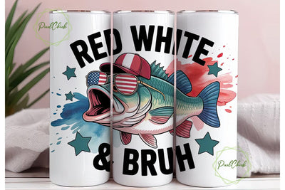 Patriotic Fishing 20oz Tumbler Wrap Sublimation PixelChick 