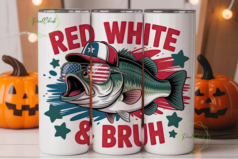 Patriotic Fishing 20oz Tumbler Wrap Sublimation PixelChick 