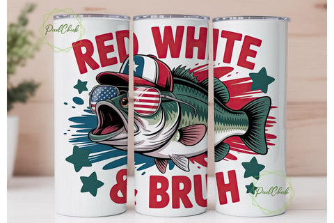 Patriotic Fishing 20oz Tumbler Wrap Sublimation PixelChick 