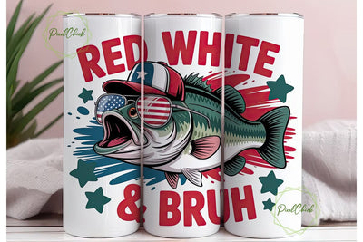 Patriotic Fishing 20oz Tumbler Wrap Sublimation PixelChick 