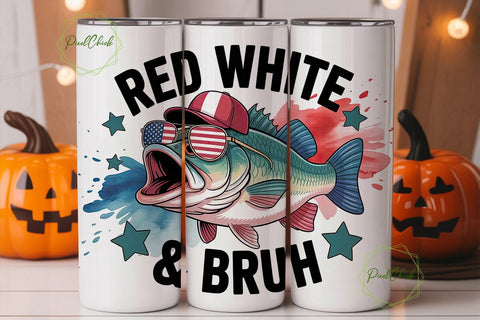 Patriotic Fishing 20oz Tumbler Wrap Sublimation PixelChick 