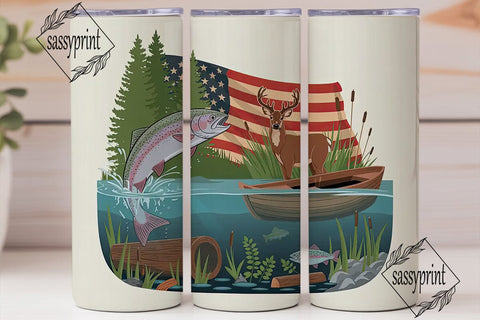 Patriotic Fishing & Hunting 20oz Tumbler Sublimation sassyprint 
