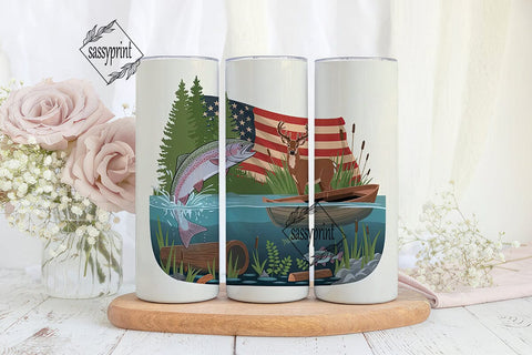 Patriotic Fishing & Hunting 20oz Tumbler Sublimation sassyprint 