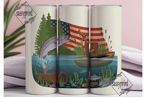 Patriotic Fishing & Hunting 20oz Tumbler Sublimation sassyprint 